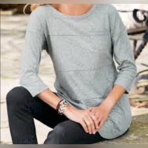 NWOT Soft Surroundings Tatum Top Relaxed 3/4 Sleeve Size M gray heather Cotton